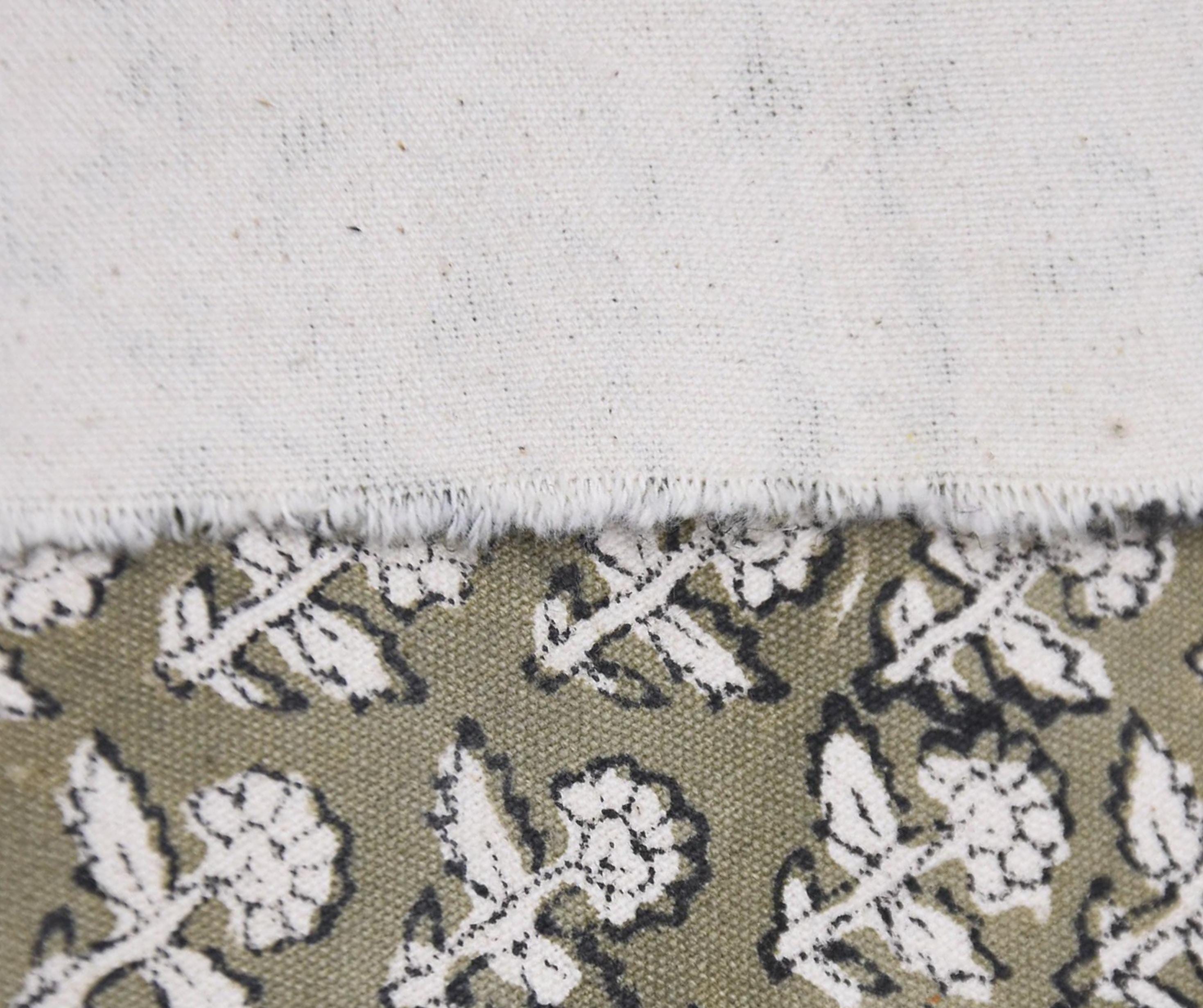 Cotton Block Print Fabric 50 Inch Width Medium Weight Duck Canvas Beige Base Color Curtains and Drapes Pillow Covers Bedding Tote Bag Lampshades Napkins by Fabritual