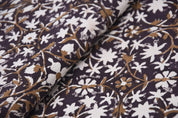 Indian Hand Block Printed Duck Canvas Dark Purple and Bronze Floral Fabric for Cushion Covers – Mahalakshmi