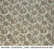 Linen Block Print Fabric Linen Blend 58 Inch Width Light Weight Linen Natural Base Color Curtains and Drapes Upholstery Handmade Art Pillow Covers Tablecloths and Runners Bedding Tote Bag Lampshades Napkins by Fabritual