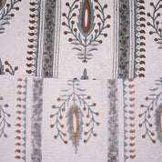 Indian Handmade Art Brown and Gray Floral Decorative Cushion Cover Fabric on Pure Linen - Nirja