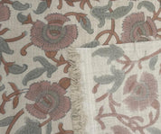 Linen Block Print Fabric Linen Blend 58 Inch Width Light Weight Linen Natural Base Color Curtains and Drapes Upholstery Handmade Art Pillow Covers Tablecloths and Runners Bedding Tote Bag Lampshades by Fabritual