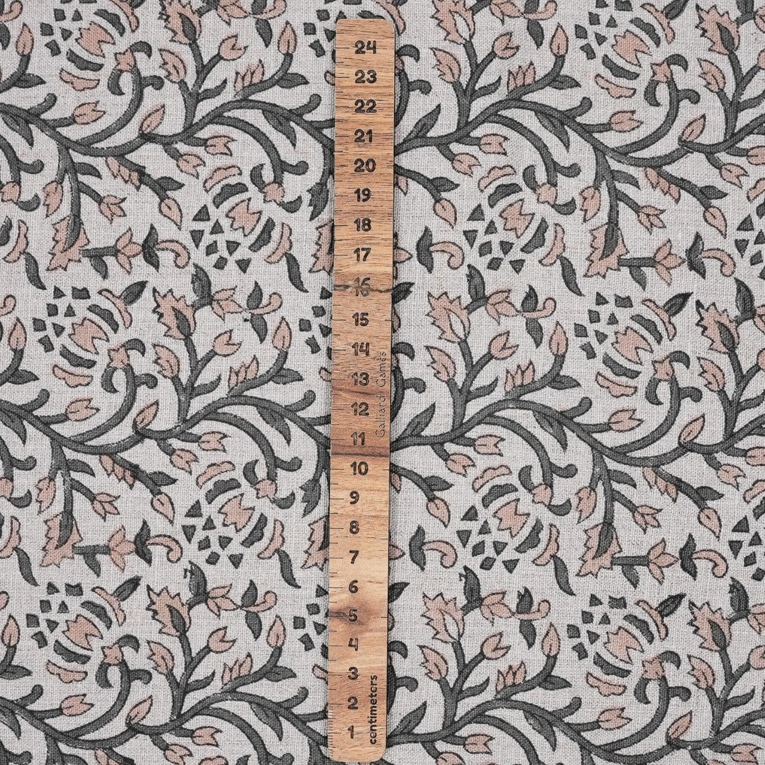 Handcrafted Gray Floral Cushion and Roman Shade Pure Linen Fabric for Farmhouse Decor - Suhana Bel