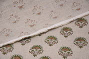 Linen Block Print Fabric 58&quot; Width Heavy Linen Natural Base Color Curtains and Drapes Upholstery Pillow Covers Bedding Tote Bag by Fabritual