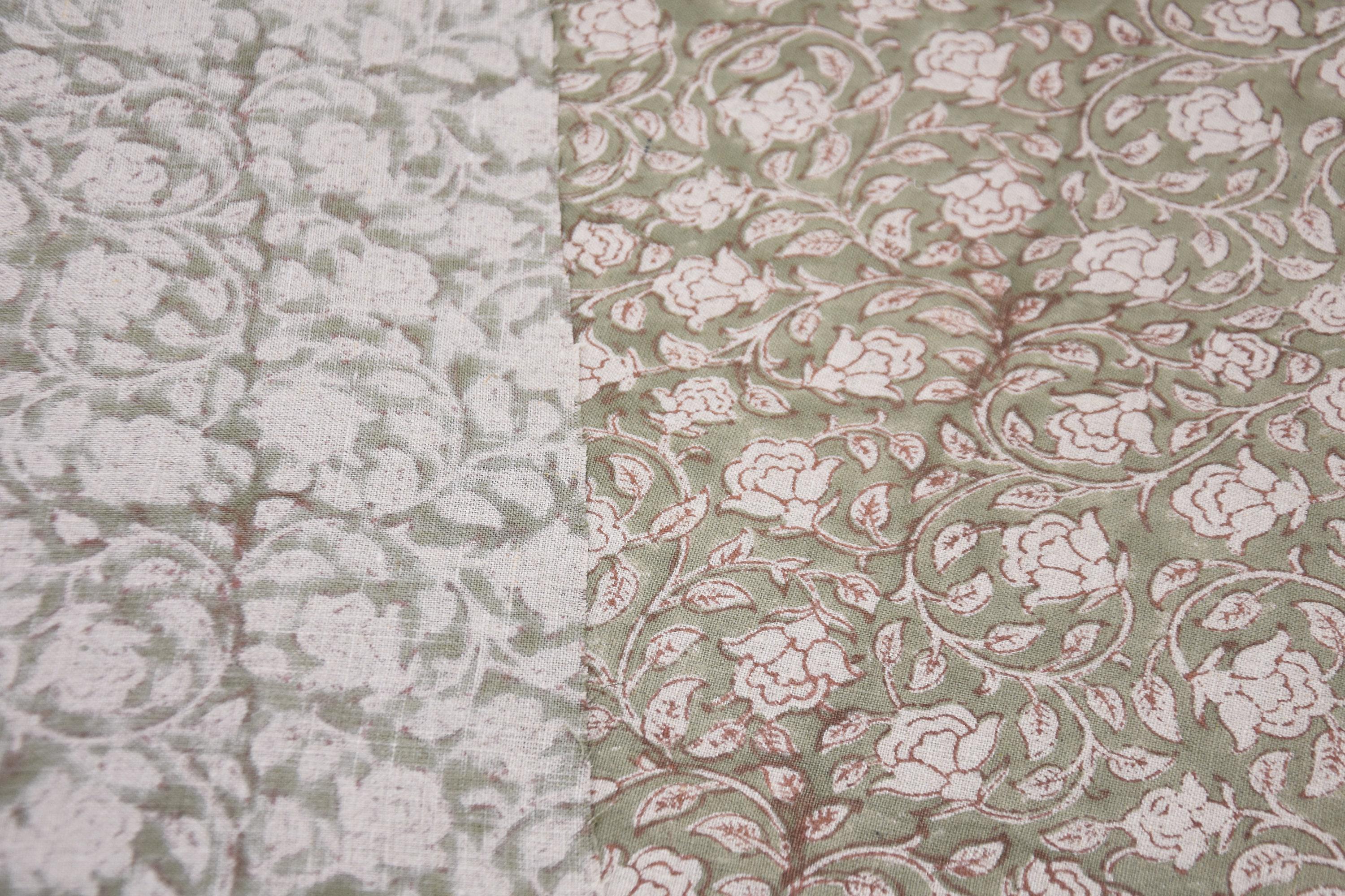 Linen Block Print Fabric 58 Inch Width Medium Weight Linen Natural Base Light  Color Curtains and Drapes Upholstery Pillow Covers Tablecloths and Runners Lampshades Napkins by Fabritual