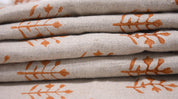 Linen Block Print Fabric 58 Inch Width Medium Weight Linen Natural Base Color Curtains and Drapes Upholstery Handmade Art Pillow Covers Tablecloths and Runners Bedding Tote Bag Lampshades Napkins