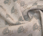 Linen Block Print Fabric 58 Inch Width Heavy Linen Natural Base With Grey Color Upholstery Pillow Covers Tablecloths and Runners Bedding Tote Bag by Fabritual