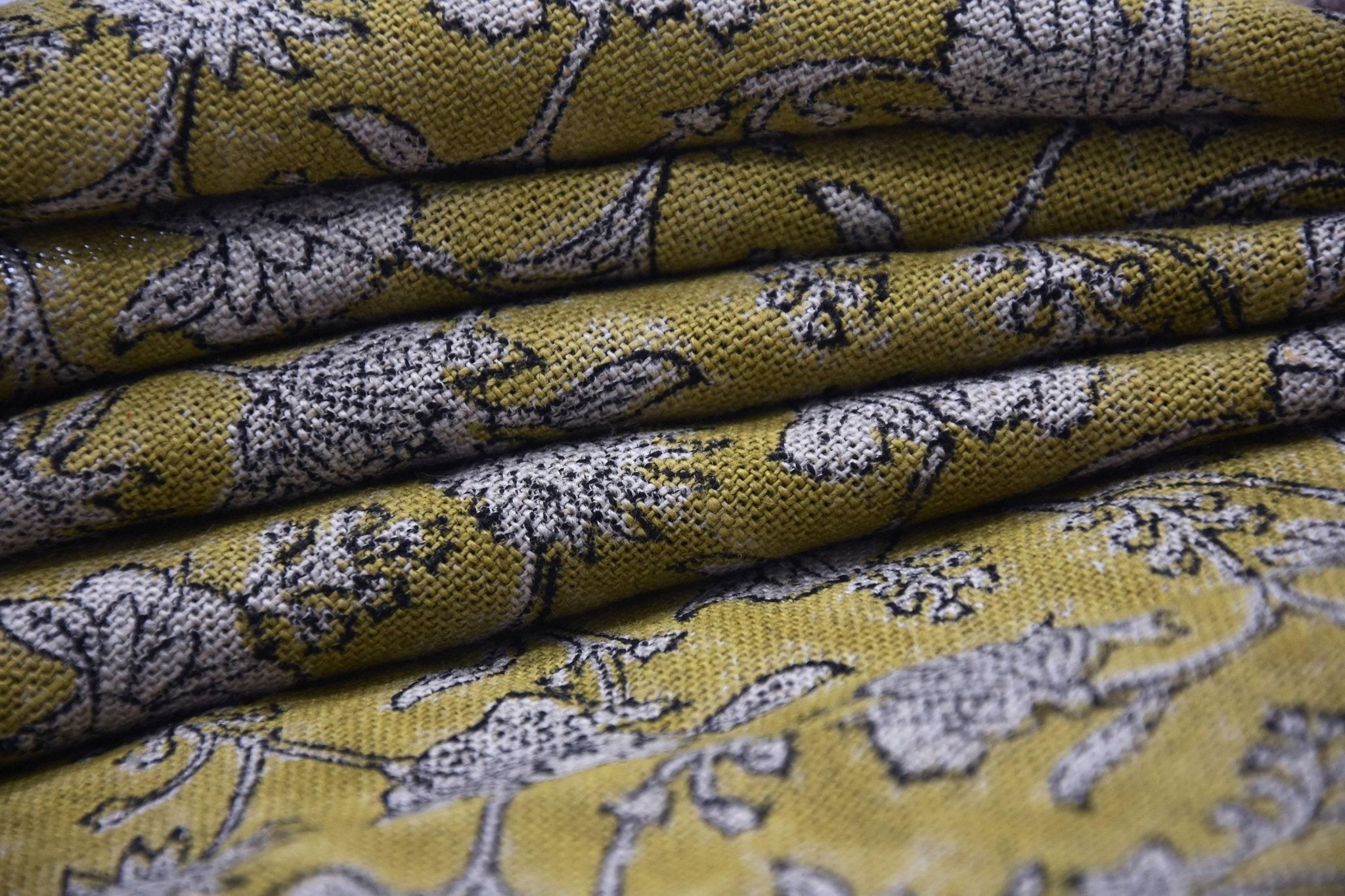 Linen Block Print Fabric 58 Inch Width Heavy Weight Linen Natural Base Color Curtains and Drapes Upholstery Handmade Art Pillow Covers Tablecloths and Runners Bedding Tote Bag Lampshades Napkins by Fabritual