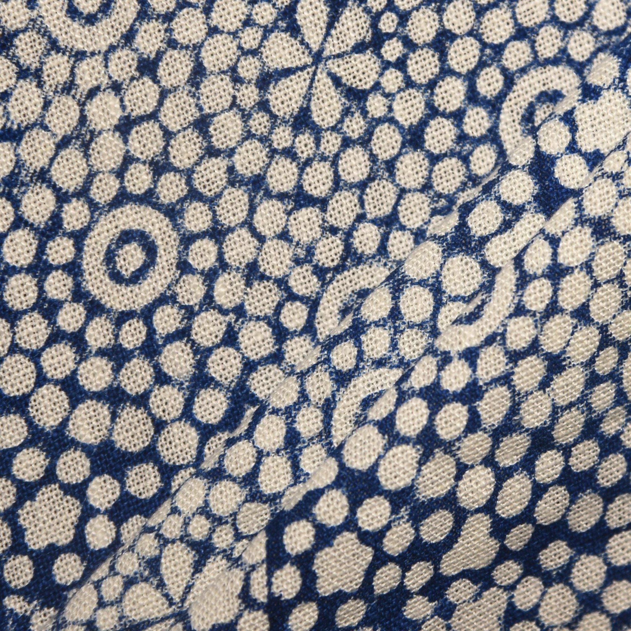 Linen Block Print Fabric 58 Inch Width Heavy Weight Linen Off White Base Color Curtains and Drapes Upholstery Handmade Art Tablecloths and Runners Bedding Tote Bag Lampshades Napkins by Fabritual