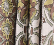 Linen Block Print Fabric 58 Inch Width Medium Weight Linen Natural Base Color Curtains and Drapes Upholstery Handmade Art Pillow Covers Tablecloths and Runners Bedding Tote Bag Lampshades Napkins by Fabritual