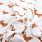 Indian Hand Block Brown Cat Print on Thick Cotton White Decortive Home Decor Fabric