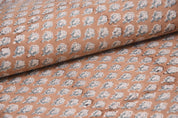 Duck Canvas 50" Wide Hand Block Printed Brown Mini Floral Fabric for Pillow Covers - MOGRA PHOOL