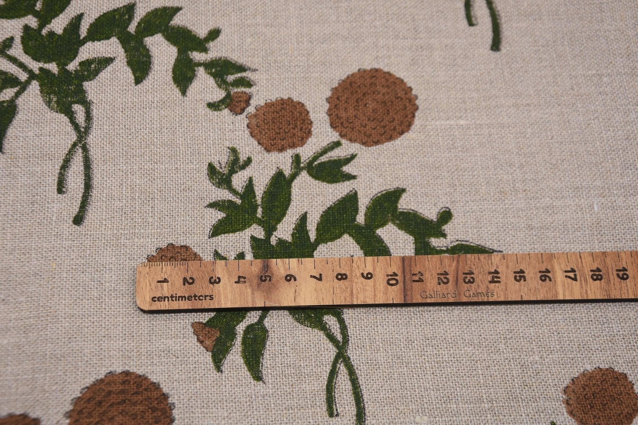 Linen Block Print Fabric 58&quot; Width Heavy Linen Natural Base Color Upholstery Pillow Covers Tablecloths and Runners Bedding Tote Bag by Fabritual