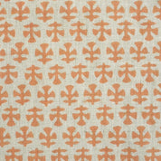 Handcrafted Throw Mini Orange Floral Block Printed Premium Pure Linen Mediumweight Cushion Fabric – BINDIKA