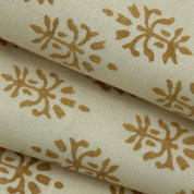 Linen Block Print Fabric Off White linen 58 Inch Width Medium Weight Linen Natural Base Color Curtains and Drapes Upholstery Handmade Art Pillow Covers Tablecloths and Runners Bedding Tote Bag Lampshades Napkins by Fabritual