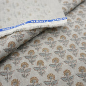 Linen Block Print Fabric 58 Inch Width Medium Weight Linen Natural Base Color Curtains and Drapes Upholstery Handmade Art Pillow Covers Tablecloths and Runners Bedding Tote Bag Lampshades Napkins