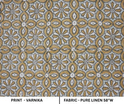 Indian Handblock Printed Sage Green and White Floral Throw Pure Linen Curtains Fabric with Varnika Design