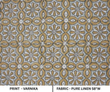 Indian Handblock Printed Sage Green and White Floral Throw Pure Linen Curtains Fabric with Varnika Design