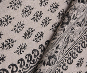 Linen Block Print Fabric 58 Inch Width Heavy Linen Natural Base Color Curtains and Drapes Pillow Covers Tablecloths and Runners Bedding Tote Bag by Fabritual