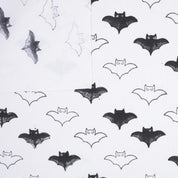 Hand Block Print Cuhion Cover Fabric on Thick Cotton White with Black Bat Design