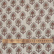 Handcrafted Durable Mediumweight Customizable Boho Floral Red Pure Linen Fabric