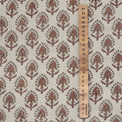 Handcrafted Durable Mediumweight Customizable Boho Floral Red Pure Linen Fabric