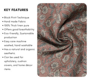 Block Printed Thick Linen 58" Wide Handmade Copper Rose Floral Indian Decorative Fabric for Drapery – HARIDWAR