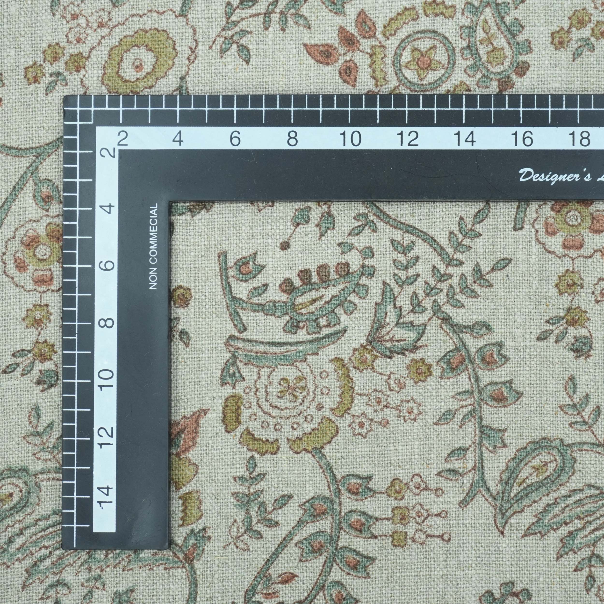 Blue Brown Floral Hand Block Print Linen Arpan Fabric