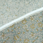 Hand Printed Mustard Floral Pure Linen Cushion Fabric - Jhilmil