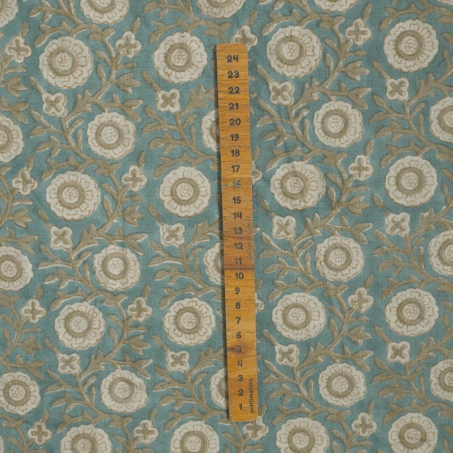 Linen Block Print Fabric 58 Inch Width Medium Weight Linen Natural Base Color Curtains and Drapes Upholstery Handmade Art Tablecloths and Runners Bedding Tote Bag Lampshades Napkins by Fabritual