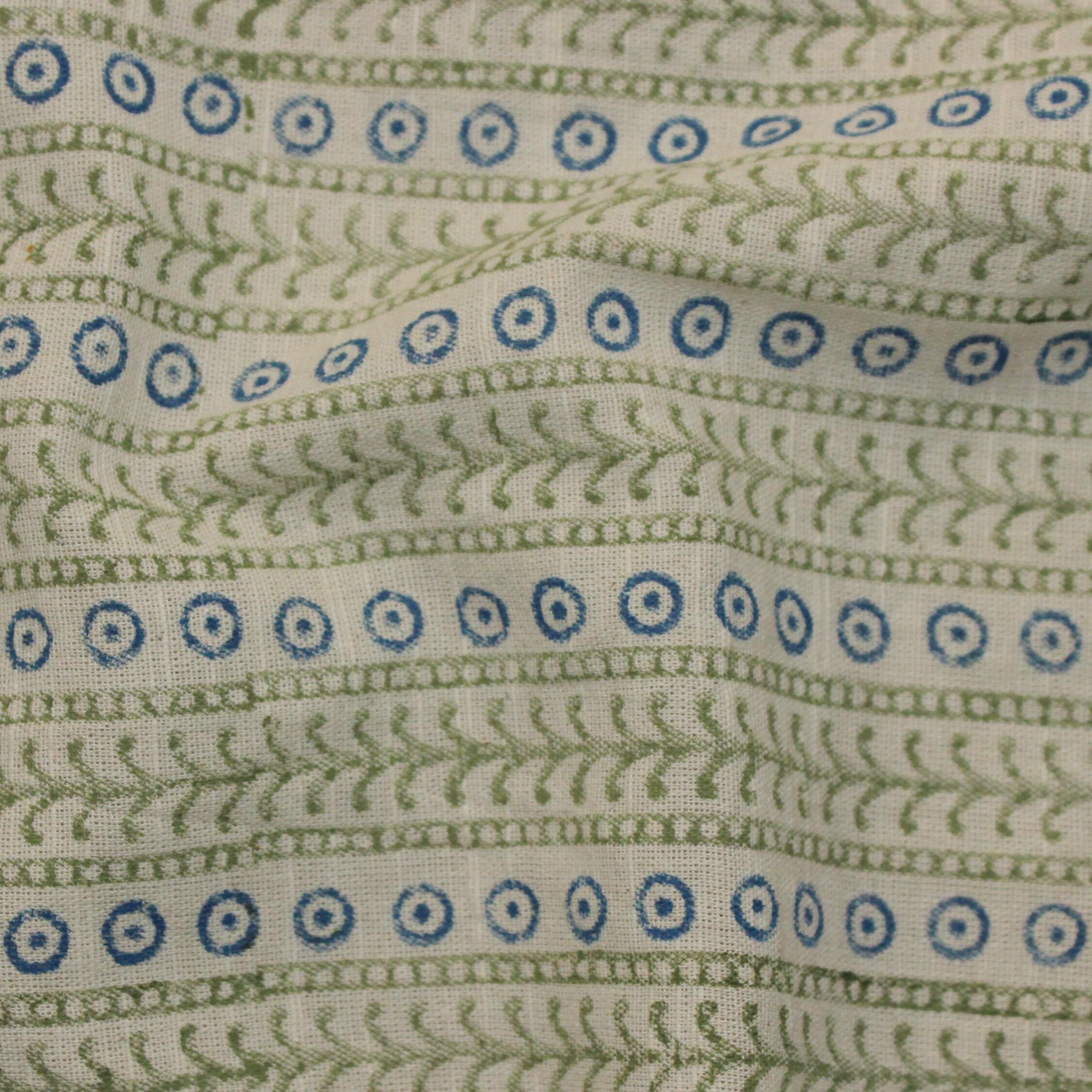 Linen Block Print Fabric 58 Inch Width Heavy Weight Linen Natural Base Color Curtains and Drapes Upholstery Handmade Art Pillow Covers Tablecloths and Runners Bedding Tote Bag Napkins by Fabritual