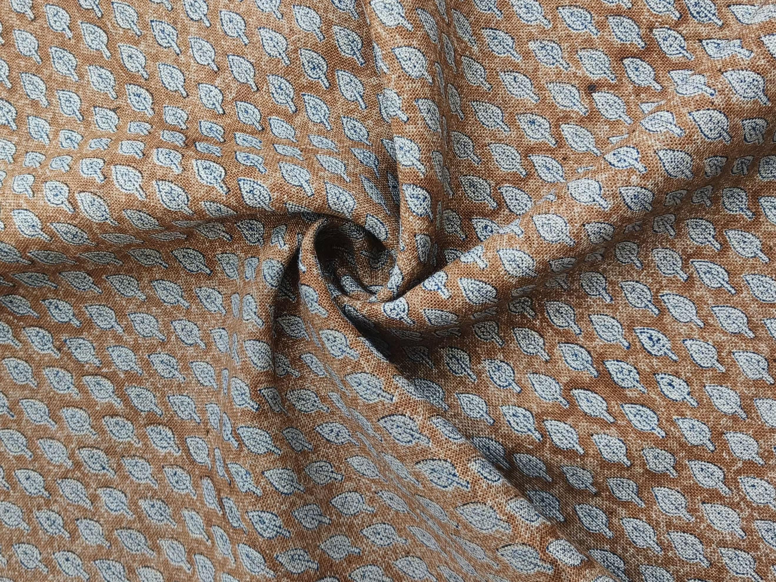 Fabritual Hand Block Printed 58&quot; Linen for Bohemian Chairs and Drapes, Pure Linen Fabric for Decorative Drapes and Farmhouse Chairs, Indian Textile Print Linen Fabric for Tablecloths and Pillow Covers.