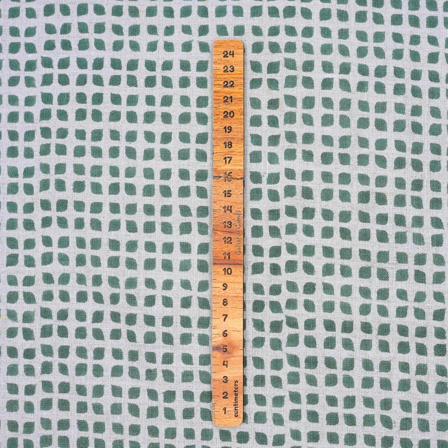 Pure Linen Hand Block Printed Sheen Green Floral Fabric for Couch Cover - Mandala