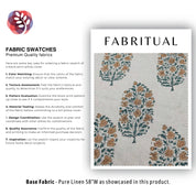 Block Print Linen Fabric, Virat  Brown Gray Floral Block Print Linen Fabric, Cushion Pillow Fabric, Upholstery Home Decor Boho Fabric, Hand Block
