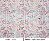 Indian Artisan Handmade Pink, Black & Beige Floral Pure Linen Custom Fabric for Sofa Cover || Akar