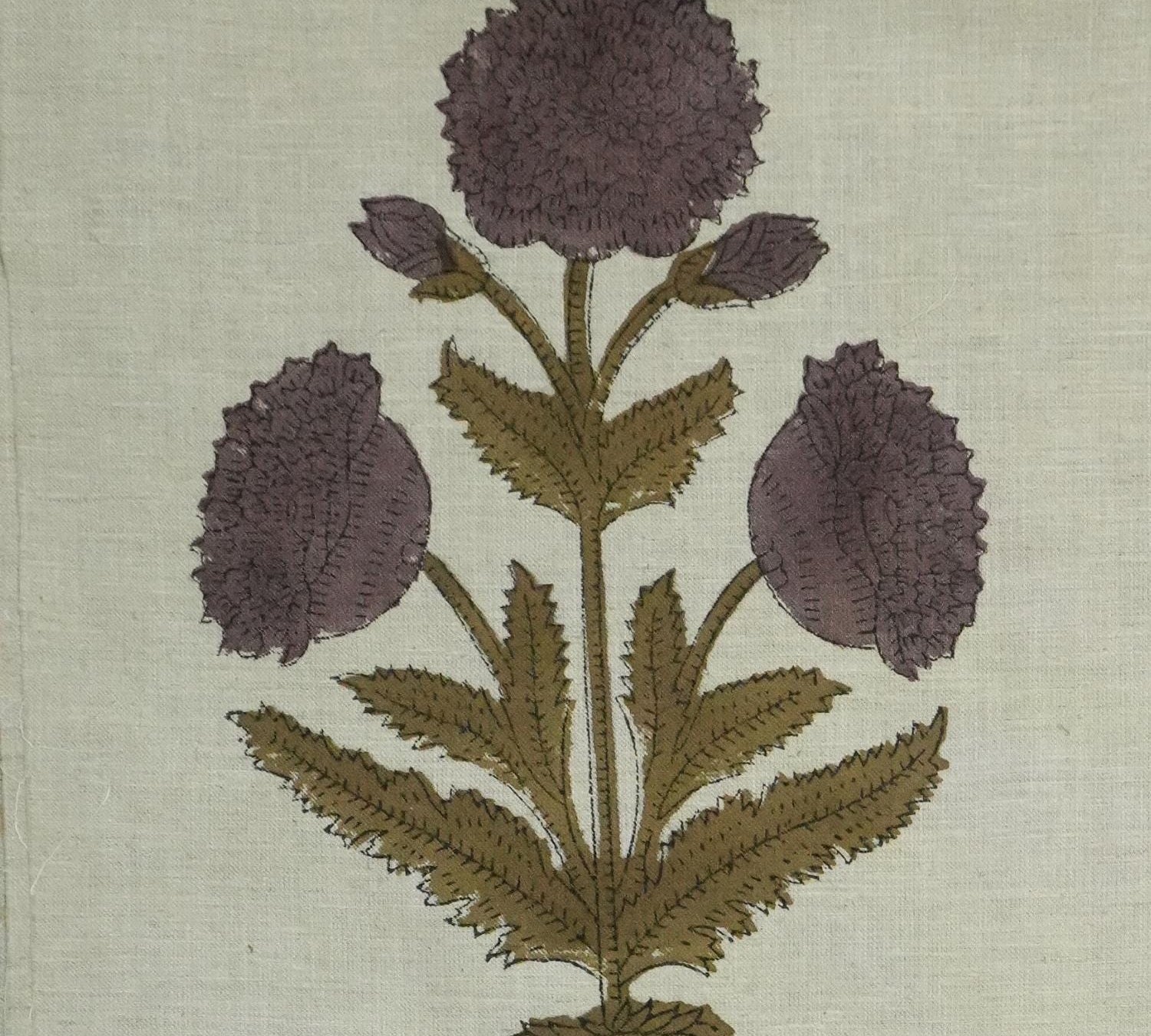 Linen Block Print Fabric Linen Blend 58 Inch Width Light Weight Linen Natural Base Color Curtains and Drapes Upholstery Handmade Art Pillow Covers Tablecloths and Runners Bedding Tote Bag Lampshades Napkins by Fabritual