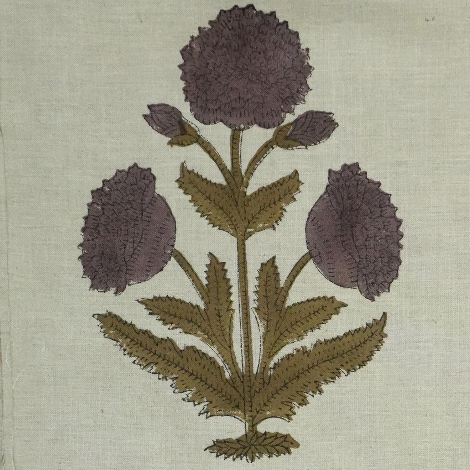 Linen Block Print Fabric Linen Blend 58 Inch Width Light Weight Linen Natural Base Color Curtains and Drapes Upholstery Handmade Art Pillow Covers Tablecloths and Runners Bedding Tote Bag Lampshades Napkins by Fabritual