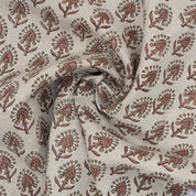 Handcrafted Durable Mediumweight Customizable Boho Floral Red Pure Linen Fabric