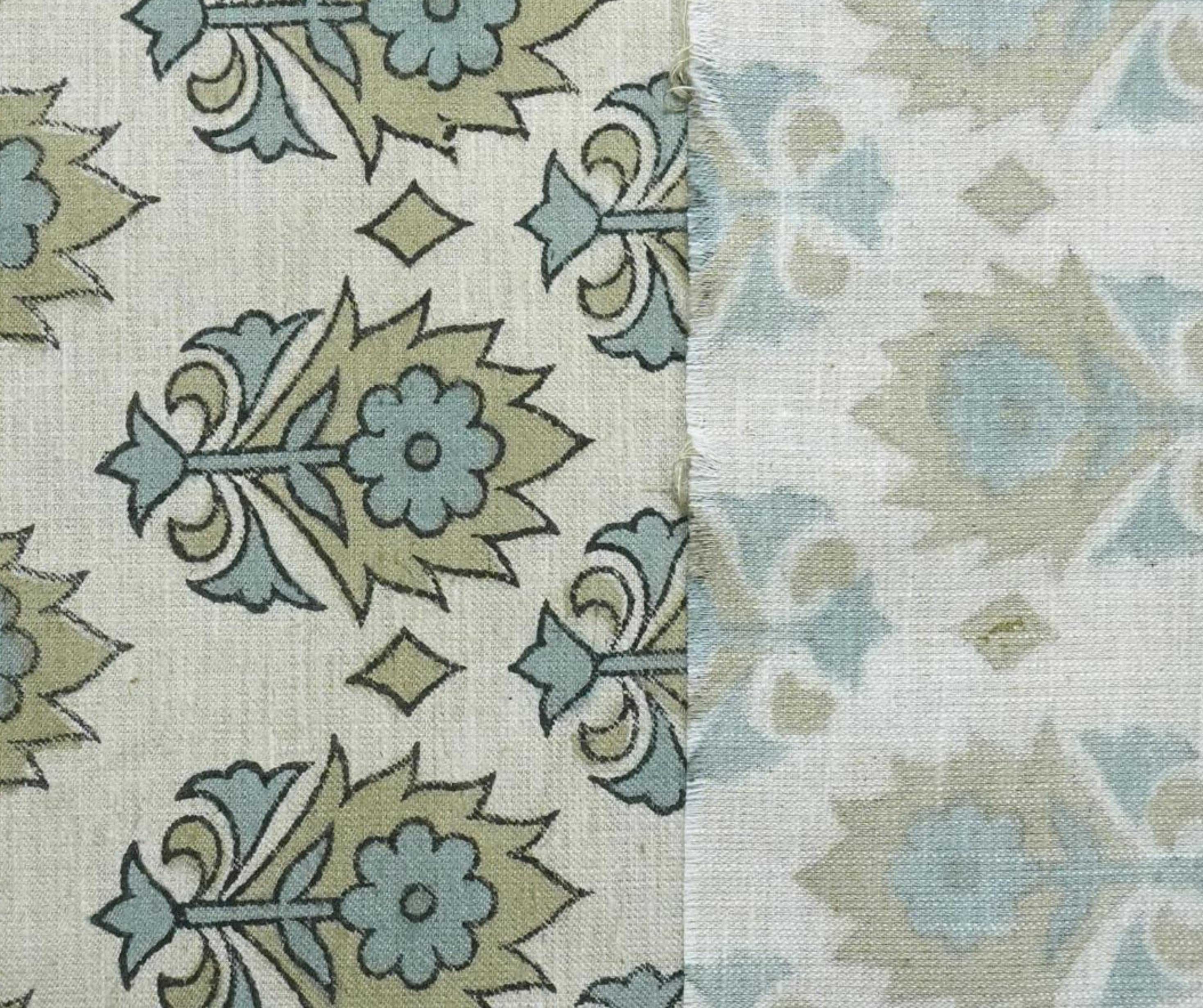 Linen Block Print Fabric Linen Blend 58 Inch Width Light Weight Linen Natural Base Color Upholstery Handmade Art Pillow Covers Tablecloths and Runners Bedding Tote Bag Lampshades Napkins by Fabritual