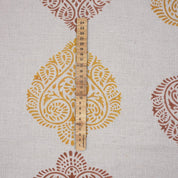 Hand Block Print Cushion Cover Mustard and Maroon Pan Floral in Pure Linen Fabric for Living Room