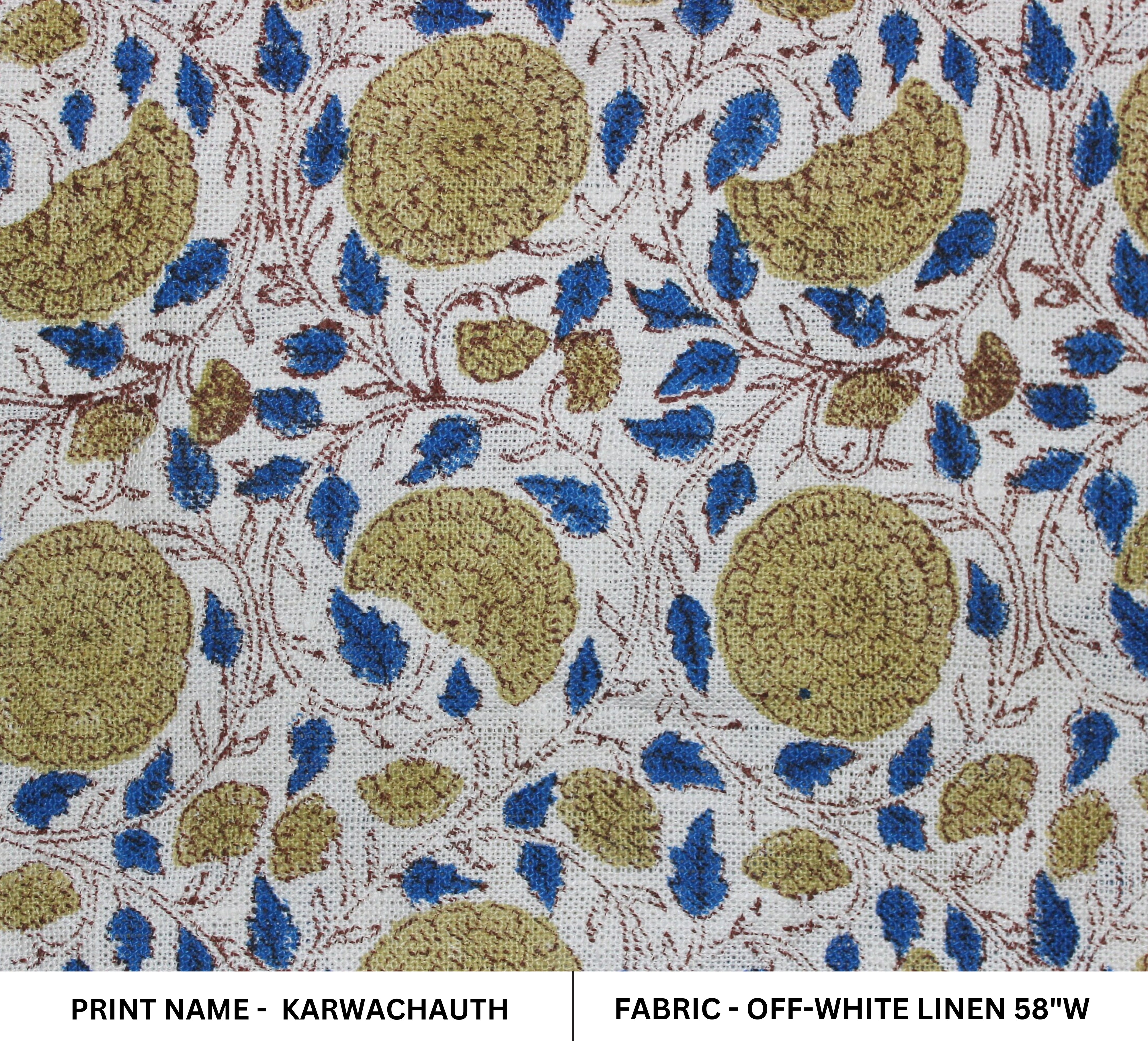 Block Print Linen Fabric, Karwachauth  Fabric  Floral  Print Running Linen, Heavy Upholstery, Hand Blocked Curtains   Printed Tablecloth & Thick Pillow Cover