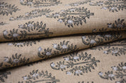 Linen Block Print Fabric 58 Inch Width Heavy Linen Natural Base Color Curtains and Drapes Upholstery Pillow Covers Bedding Tote Bag by Fabritual