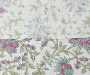 Thick Cotton Block Print Fabric viscose linen 58 Inch Width Light Weight Natural Base Color Floral Pillow Covers Tablecloths and Runners Bedding Tote Bag Lampshades Napkins by Fabritual