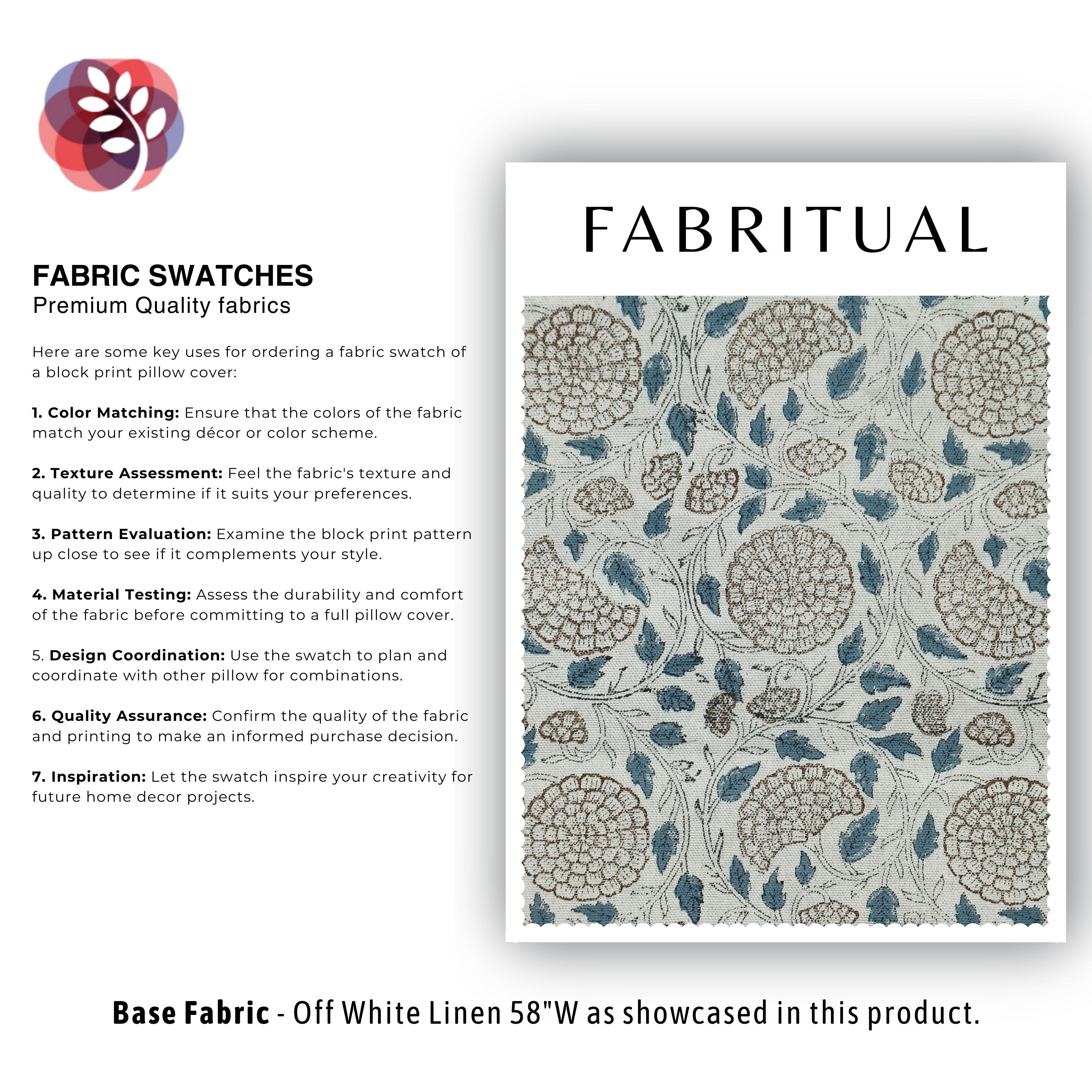 Block Print Linen Fabric, Karwachauth Skyblue  Heavy Weight Natural Linen Block Print Fabrics  Decors Fabric By The Yard  Floral Pillow Fabric & Interior Pillow