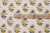 Cotton Block Print Fabric 50 Inch Width Medium Weight Duck Canvas Beige Base Color Tablecloths and Runners Curtains and Drapes Pillow Cover Curtains and Drapes  Bedding Tote Bag Napkins by Fabritual
