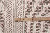 Cotton Block Print Fabric 50 Inch Width Medium Weight Duck Canvas Beige Base With Brown Color Design To Make Curtains and Drapes Pillow Covers Tablecloths and Runners Bedding Tote  by Fabritual