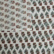 Block Print Fabric 58 Inch Width Light Weight Viscose Linen Natural Base Color and Mini Yellow Floral Print Curtains and Drapes Tablecloths and Runners Bedding Tote Bag Lampshades Napkins by Fabritual