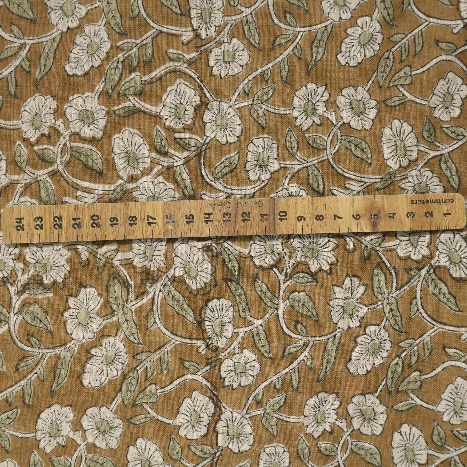 Linen Block Print Fabric 58 Inch Width Medium Weight Linen Natural Base Color Handmade Creative Design To Make Curtains and Drapes Upholstery Pillow Covers Tablecloths and Runners  Lampshades Napkins by Fabritual