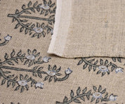 Linen Block Print Fabric 58 Inch Width Heavy Linen Natural Base Color Curtains and Drapes Upholstery Pillow Covers Tablecloths and Runners by Fabritual