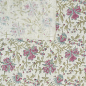 Thick Cotton Block Print Fabric viscose linen 58 Inch Width Light Weight Natural Base Color Curtains and Drapes Floral Pillow Covers Bedding Tote Bag Lampshades Napkins by Fabritual