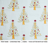 Hand Block Print Thick Cotton White & Yellow Floral Fabric- Christmas